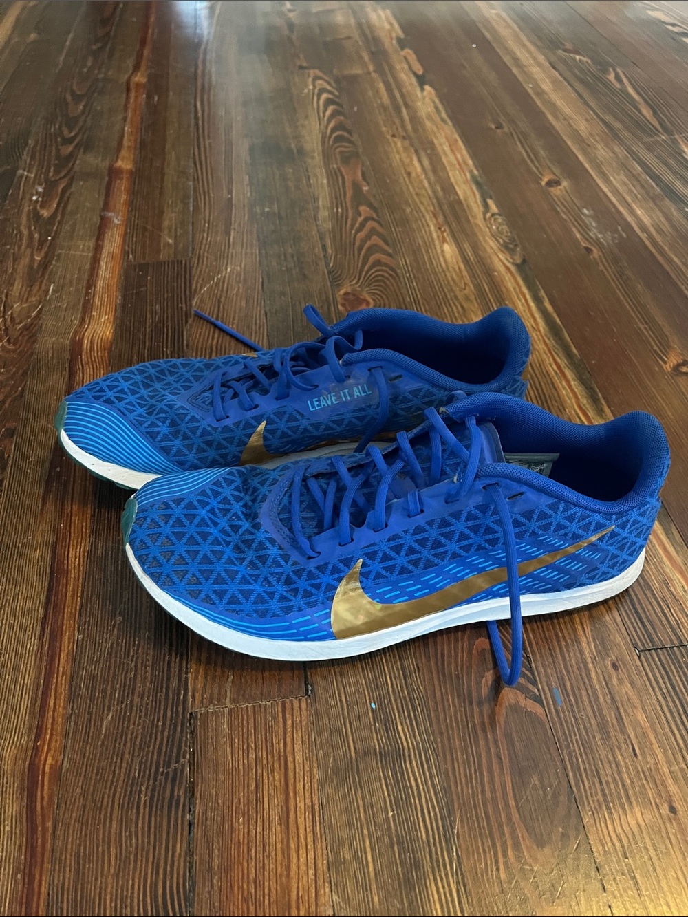 Nike Blue Zoom Rival XC Spikes with Gold Swoosh
